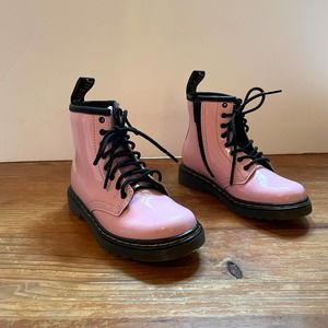 Dr martens toddler kids pink patent leather Docs boots size 9